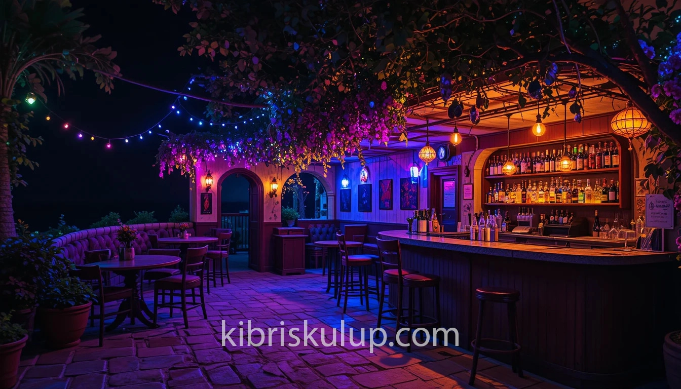 kuzey kıbrıs disko ve barlar ile ilgili loş ışıkta bir bar görseli